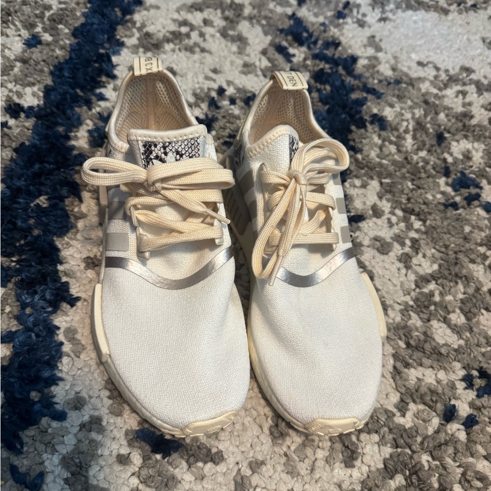 Adidas Cream and Silver Athletic Shoes